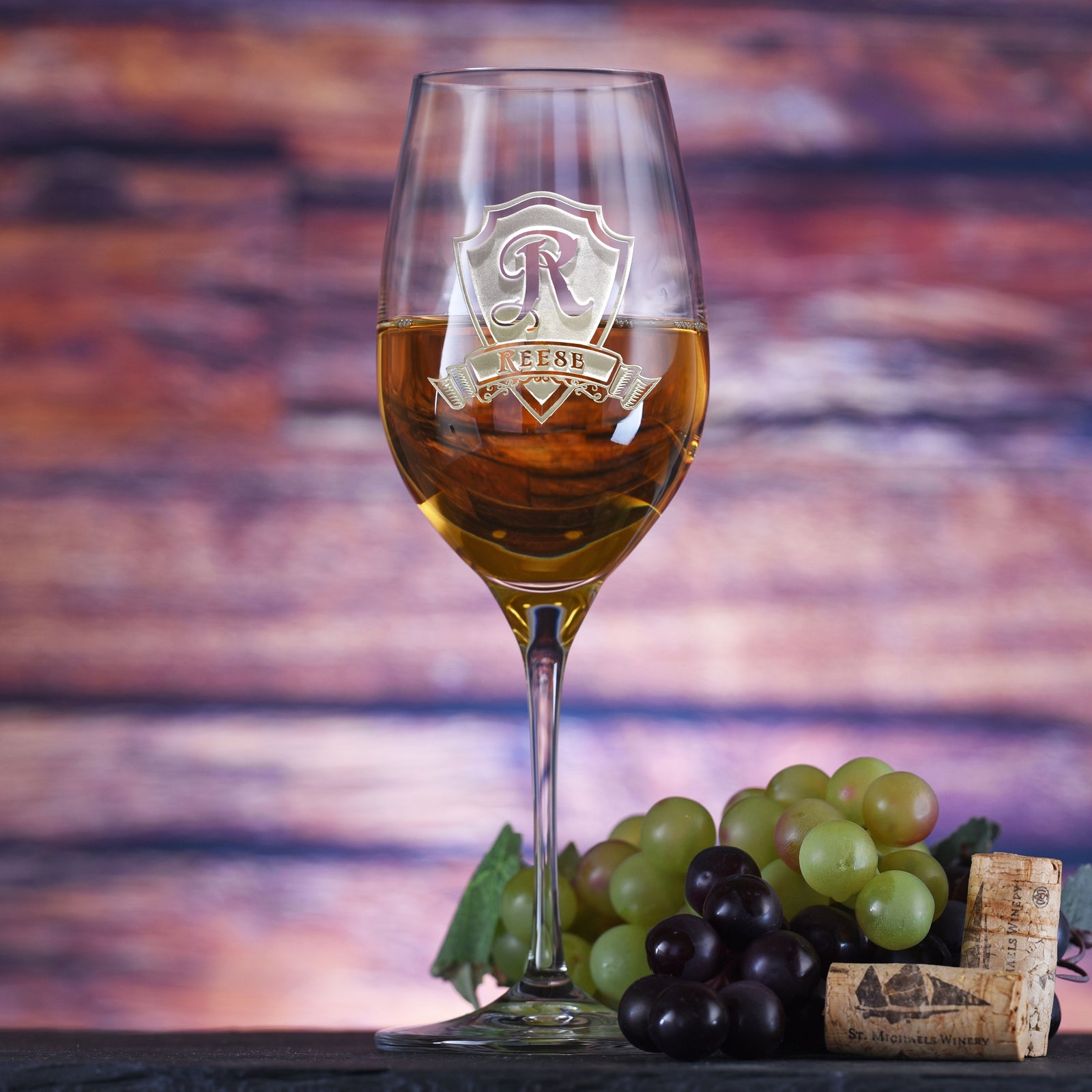 Engraved Crystal White Wine Glass, Personalized