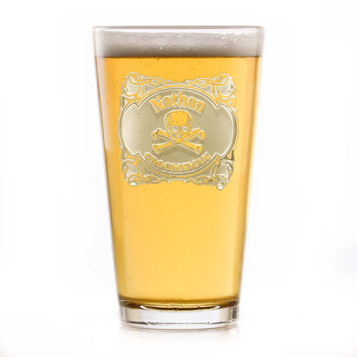 Groomsman Skull & Bones Pint Beer Glass, Groomsmen Gifts Ideas