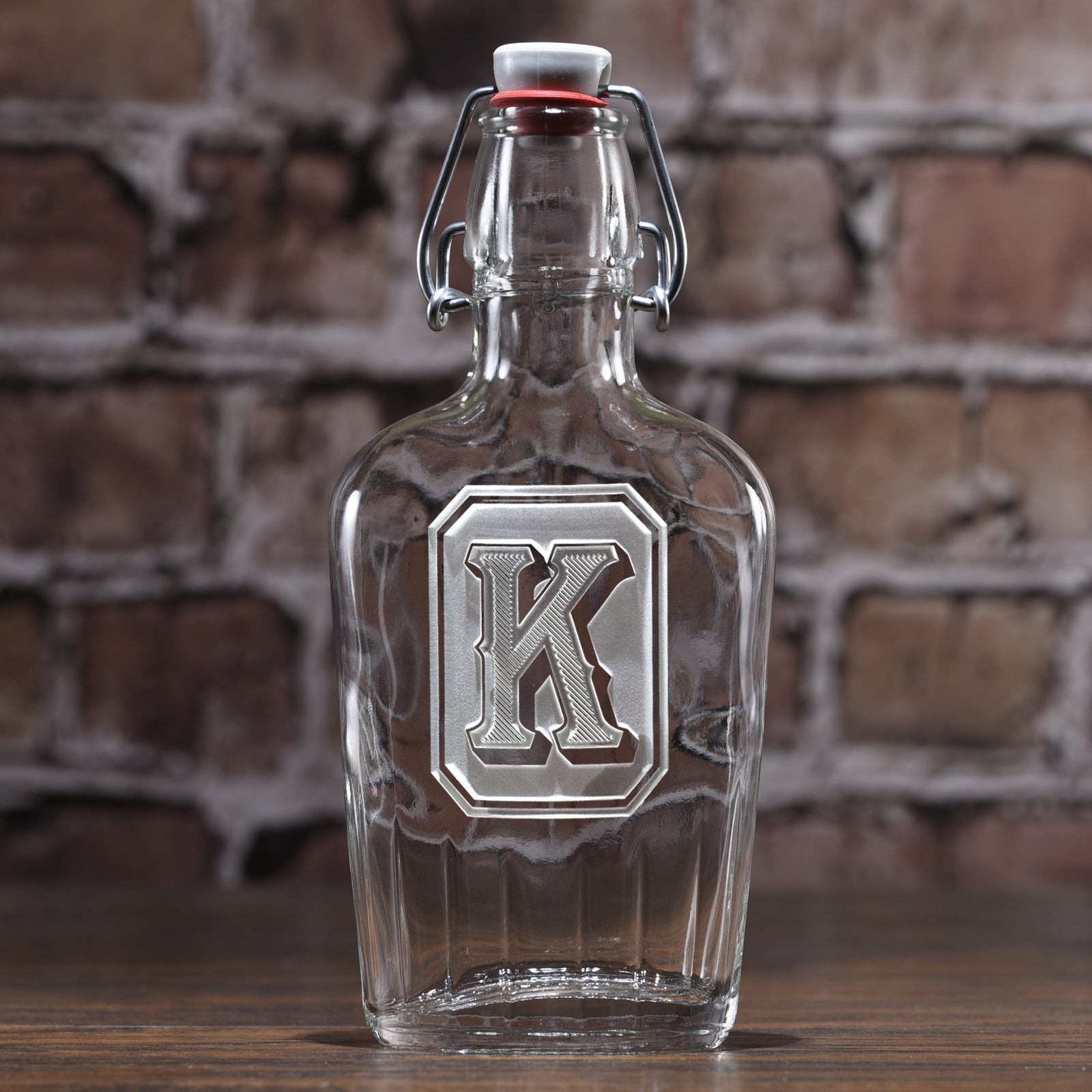 Monogrammed Full Emerald Design Flask