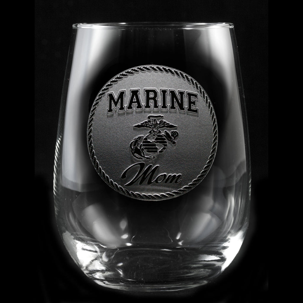 Marine Moms Stemless Wine Glass
