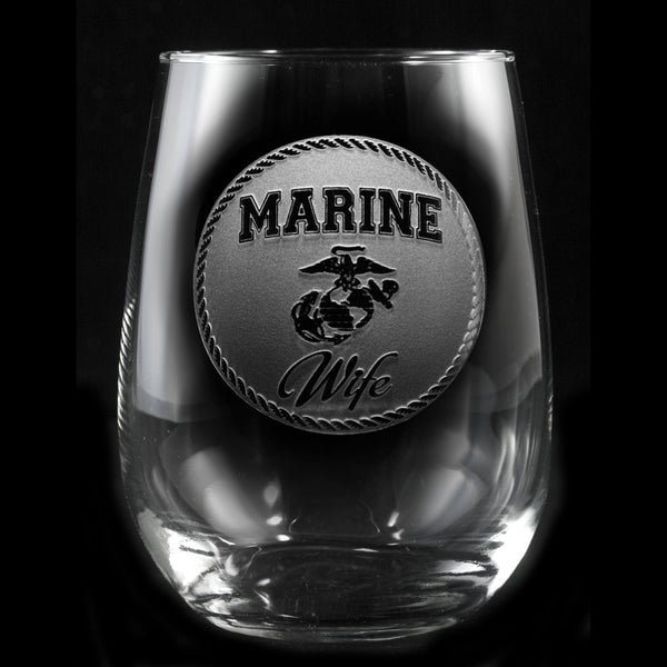 Marine Wife Stemless Wine Glass