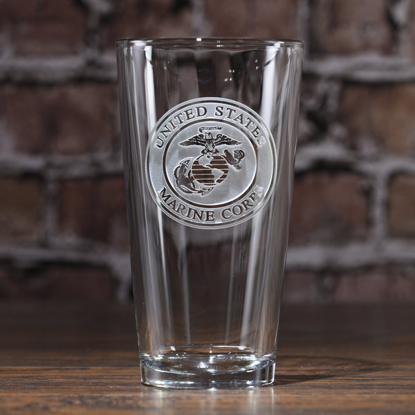 Engraved Marines Pub Pint Beer Glasses
