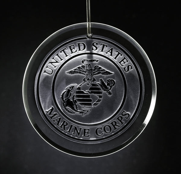 Marines Engraved Glass Ornament