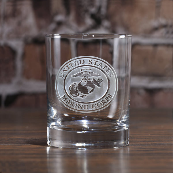 Engraved Marines Whiskey Scotch Bourbon Glasses