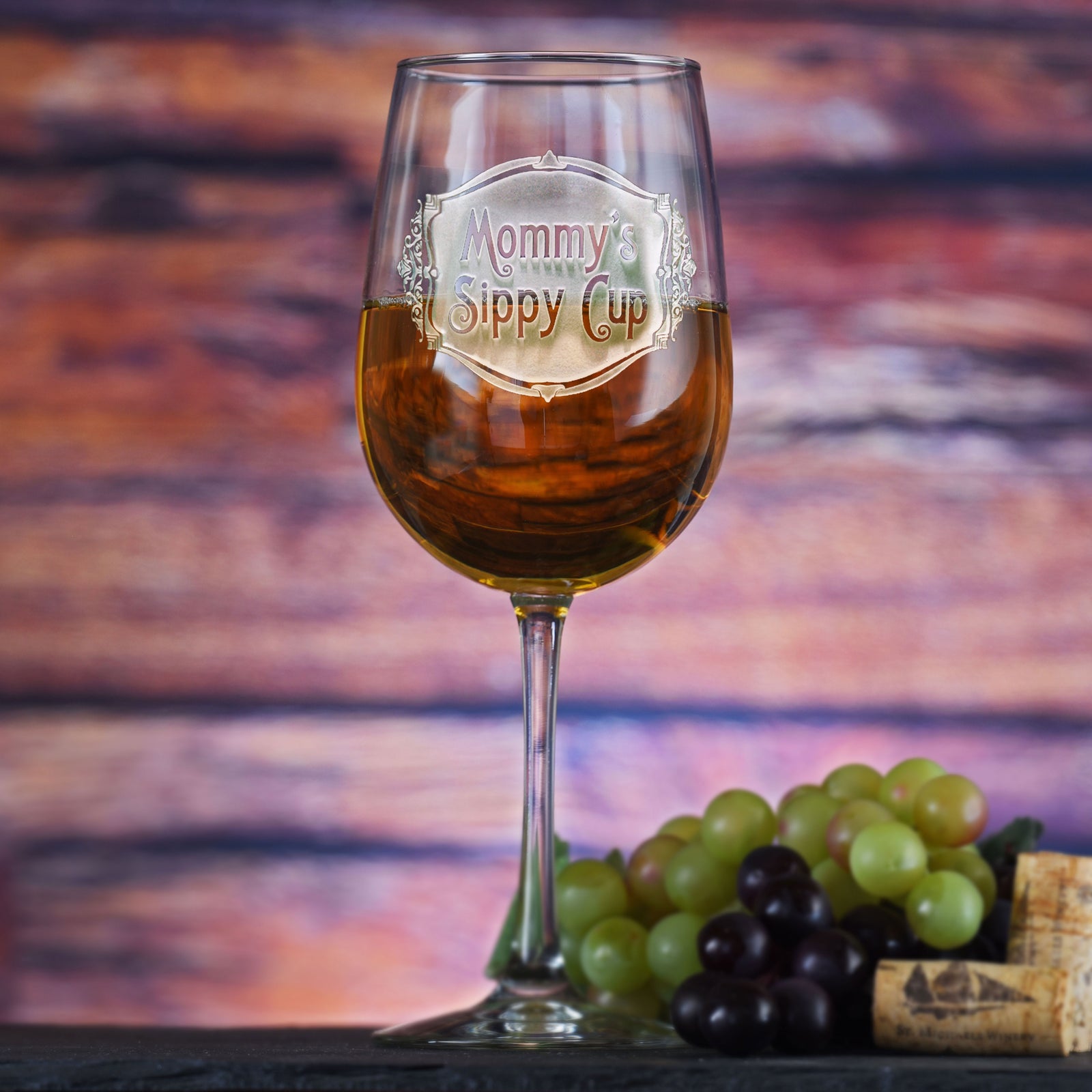 Engraved Mommy Sippy Cup Wine Glass