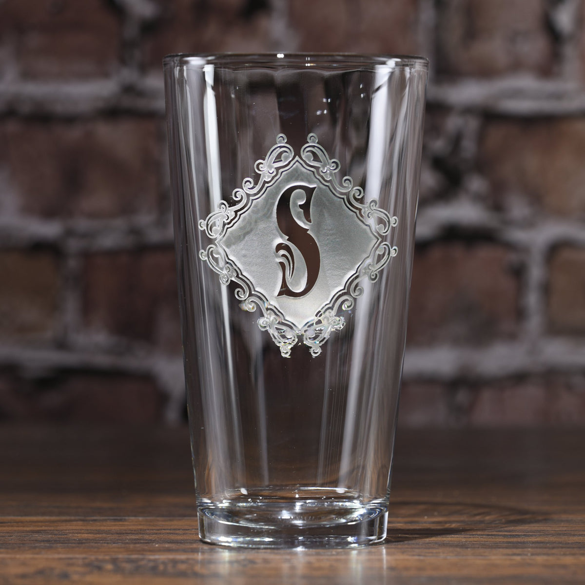 Engraved Monogram Pub Pint Beer Glasses