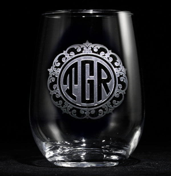 Personalized Etched Stemless Wine Glasses