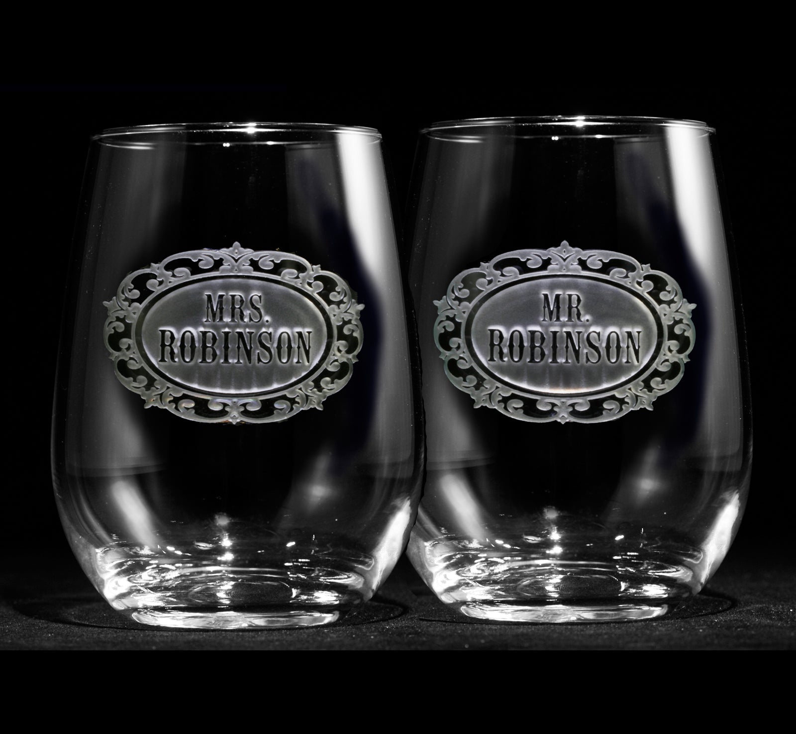 Mr & Mrs Stemless Wine Set
