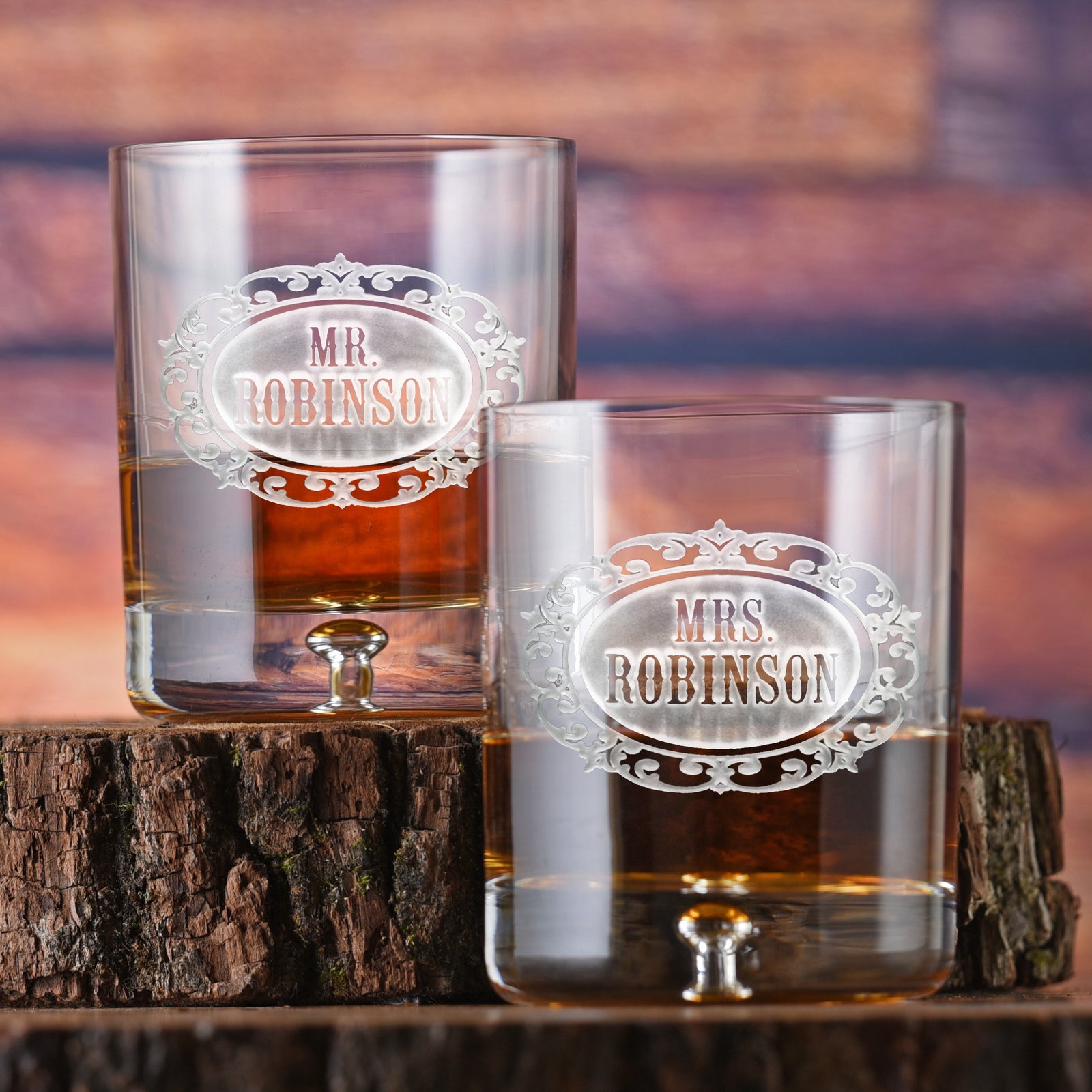 Mr & Mrs Scotch Whiskey Glass Set, Crystal