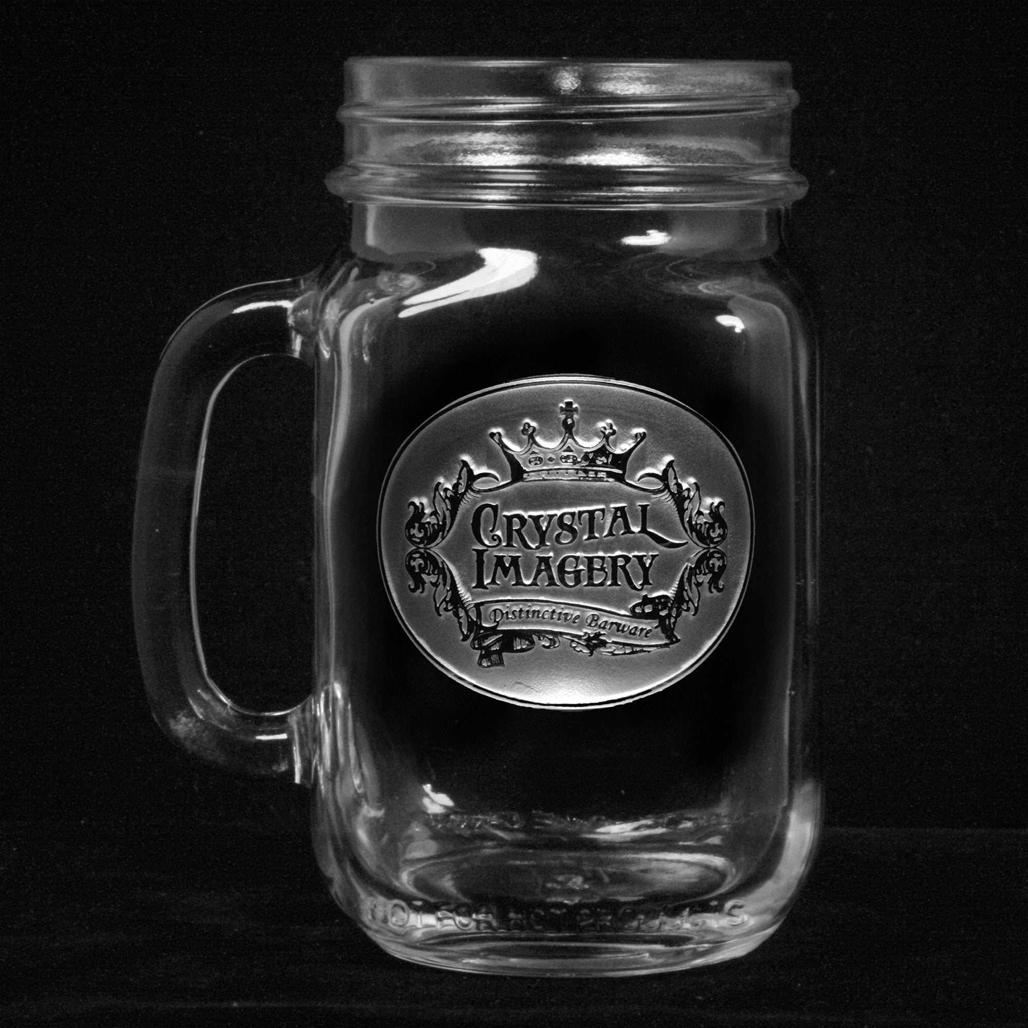 Custom Embossed Company Logo/Branded Glass Mason Jars - Crystal Imagery