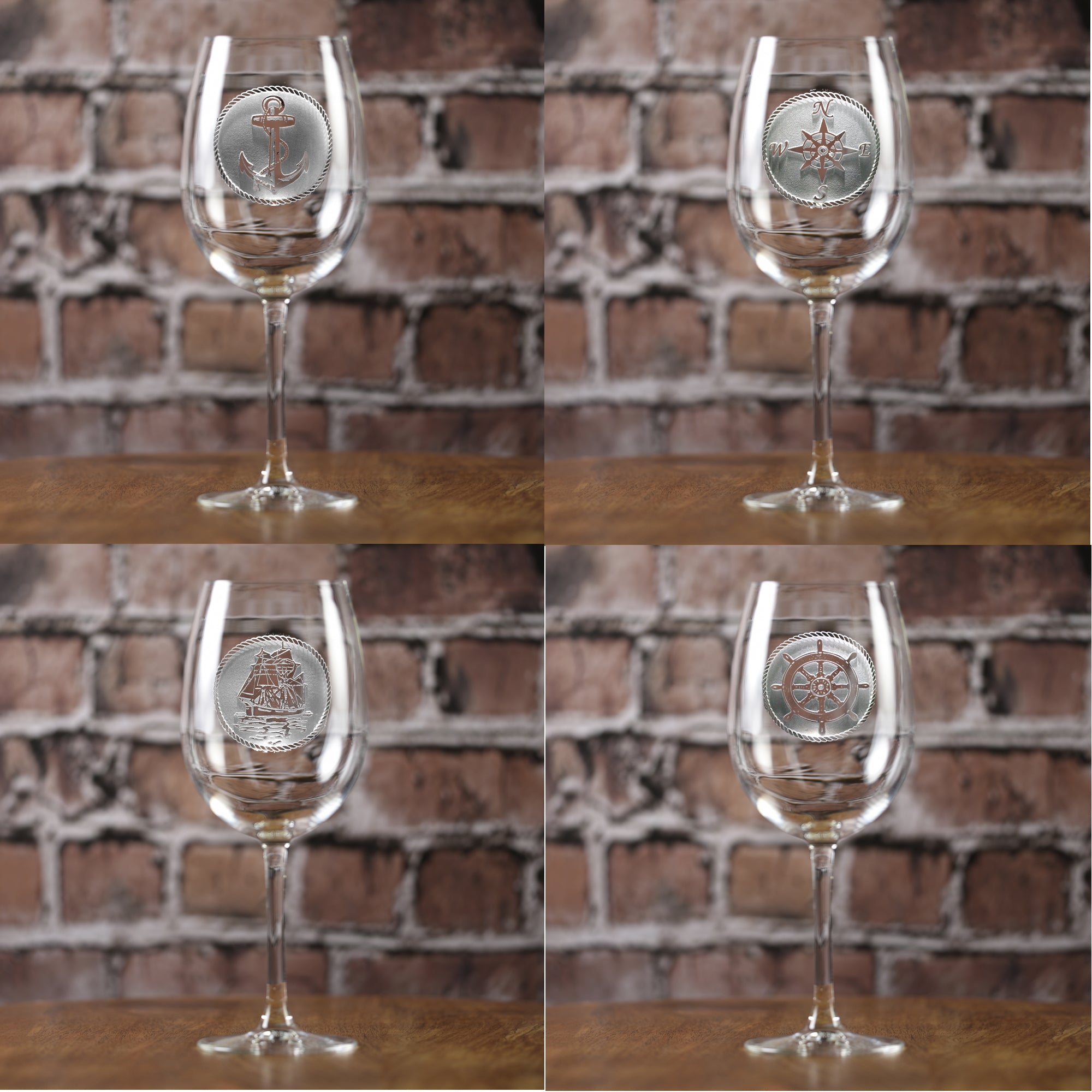 Nautical Beach Themed Wine Glasses | Crystal Imagery