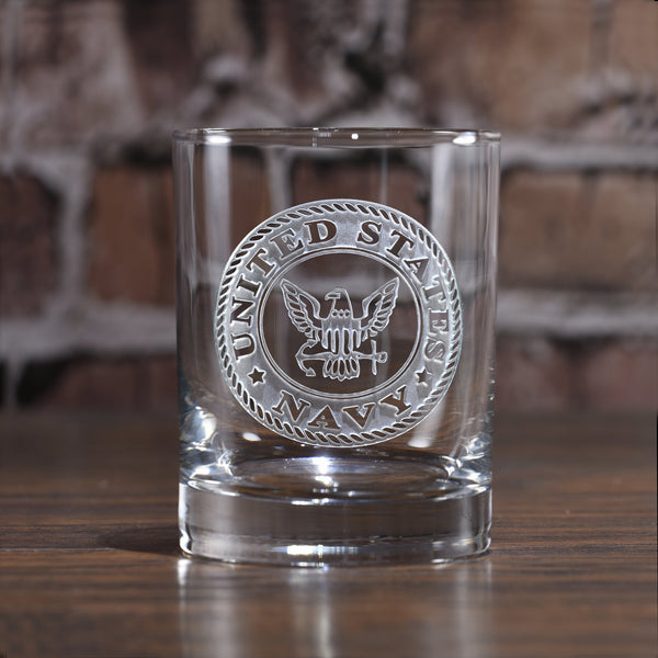 Engraved Navy Whiskey Scotch Bourbon Glasses