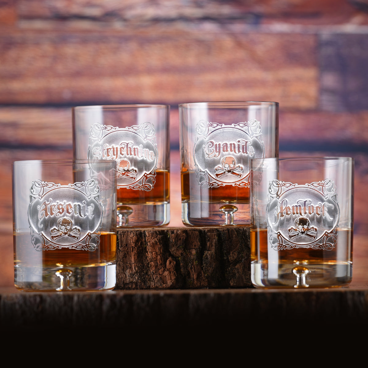 Name Your Poison Whiskey Glass Set, Crystal