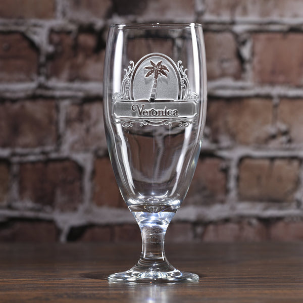 Personalized Palm Tree Water Goblet