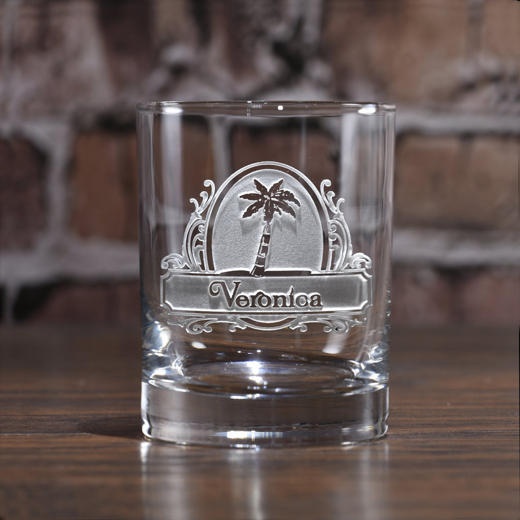 Personalized Palm Tree Whiskey Glass