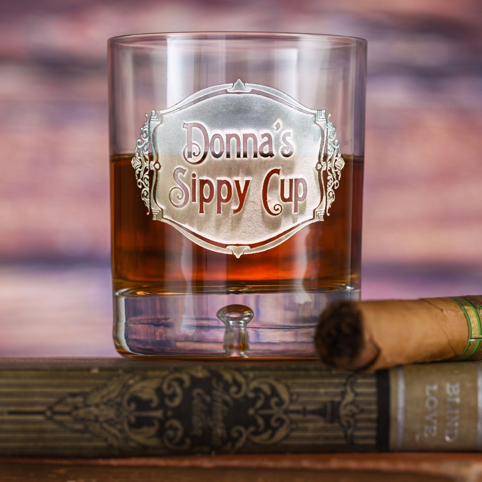 Personalized Sippy Cup, Whiskey Scotch Glass - Crystal