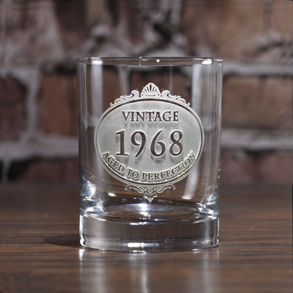 Retro Design Personalized Whiskey Glass Set Custom Wooden Box