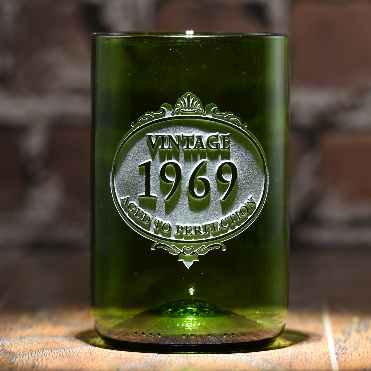 Engraved Birthday Gift, Green, Recycled Wine Bottle Glass Tumbler