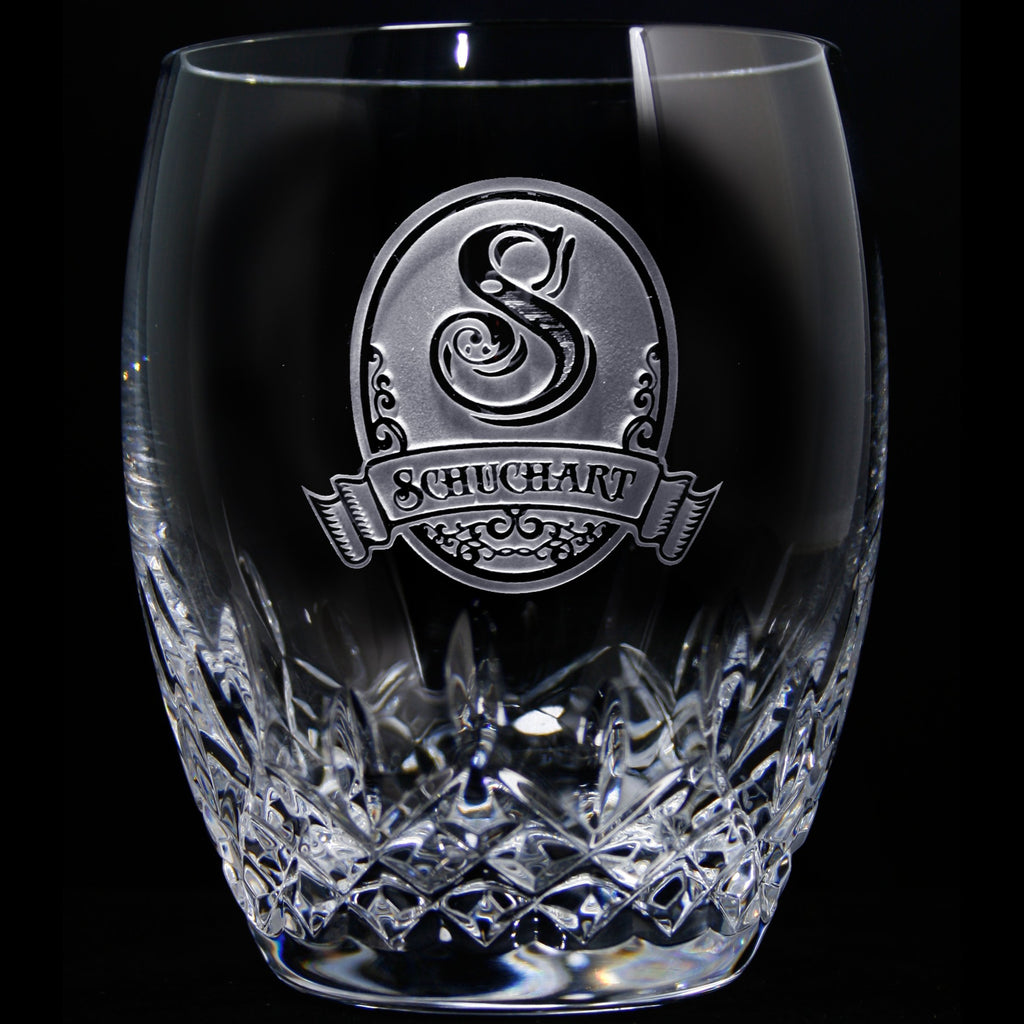Engraved Waterford Crystal Bourbon Glasses. PAIR