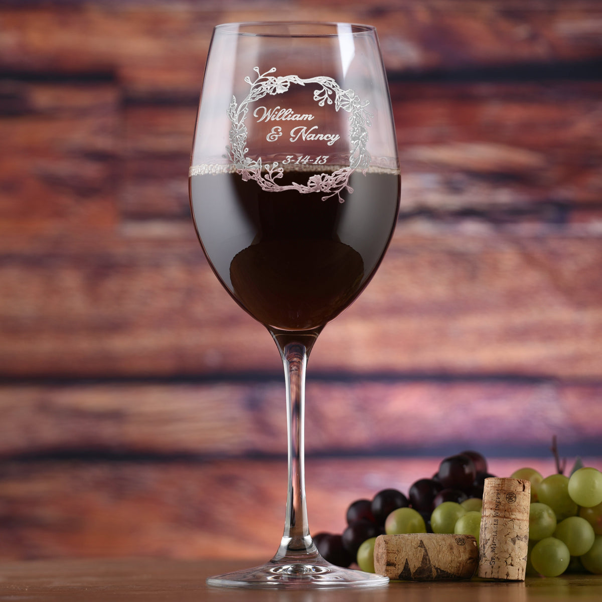 Stolzle Crystal, Red Wine Glass, Engraved Bride &amp; Groom Glasses