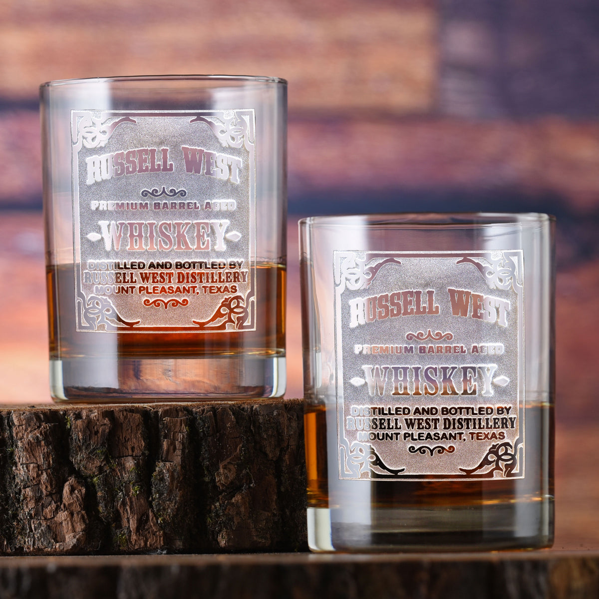 Whiskey Label Engraved Bar Glass (Set of 2)